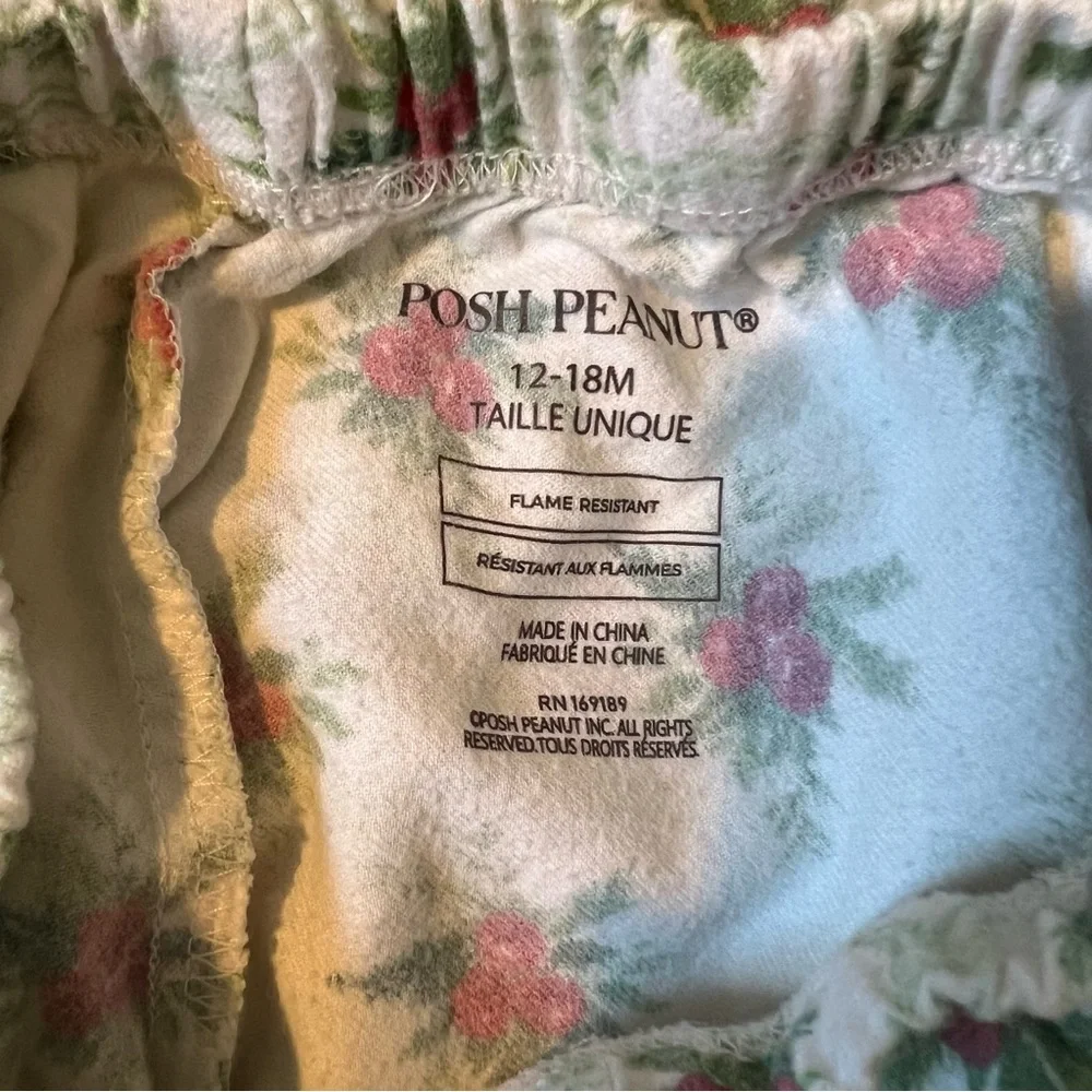Posh Peanut Gladys Flannelette Ruffled Pajama Set 🎄🌺 Size 12-18M